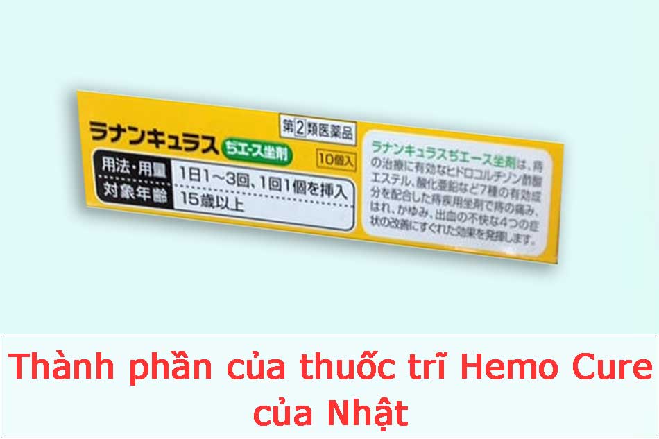 Thành phần của thuốc trĩ Hemo Cure của Nhật
